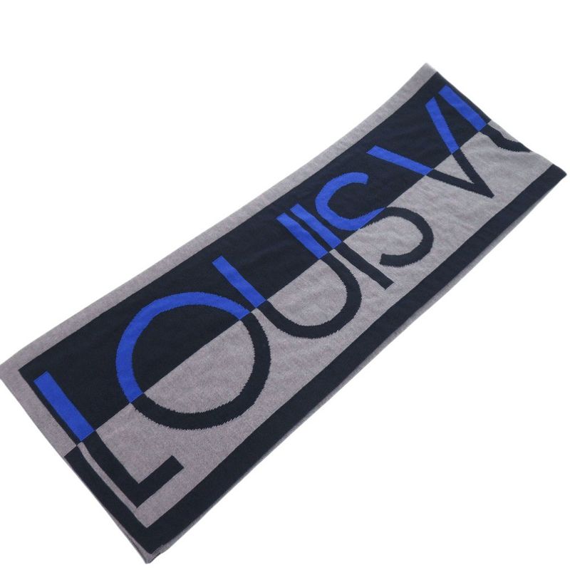 Louis Vuitton Echarpe Horizon Wool Grey Navy Scarf 1320 — view 3