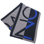 Louis Vuitton Echarpe Horizon Wool Grey Navy Scarf 1320 — view 2