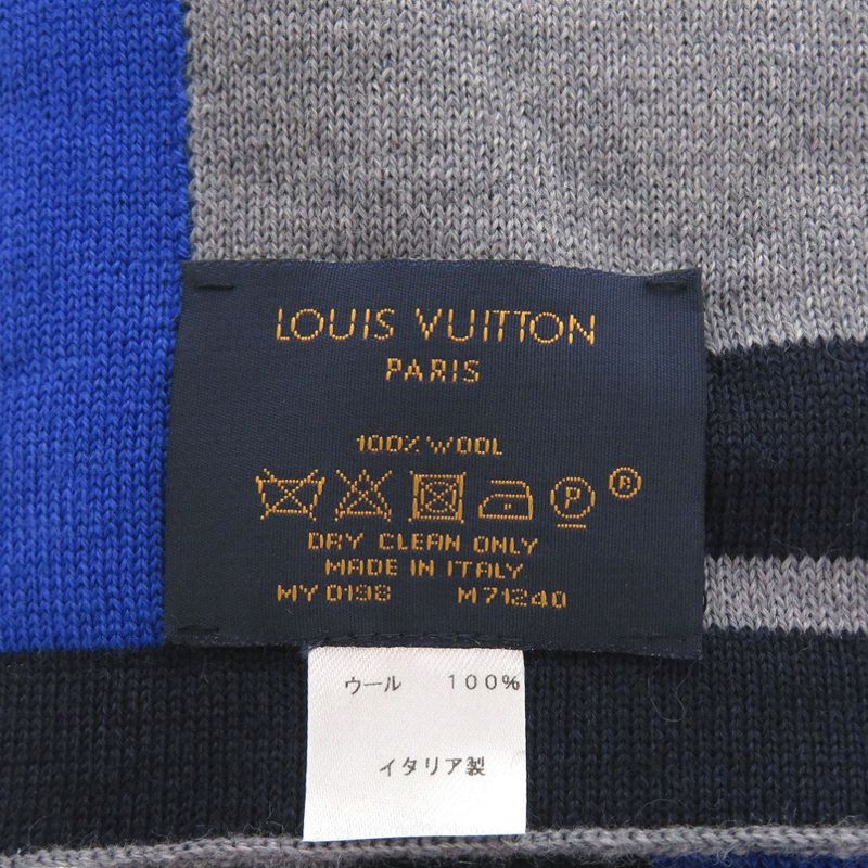 Louis Vuitton Echarpe Horizon Wool Grey Navy Scarf 1320 — view 6