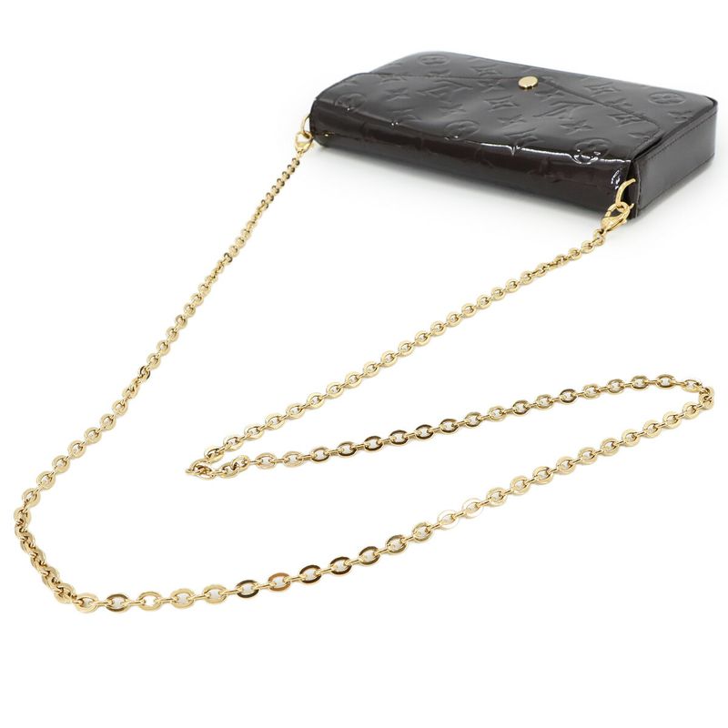 Louis Vuitton Monogram Vernis Pochette Felicie Chain Wallet Leather Amarante — view 5