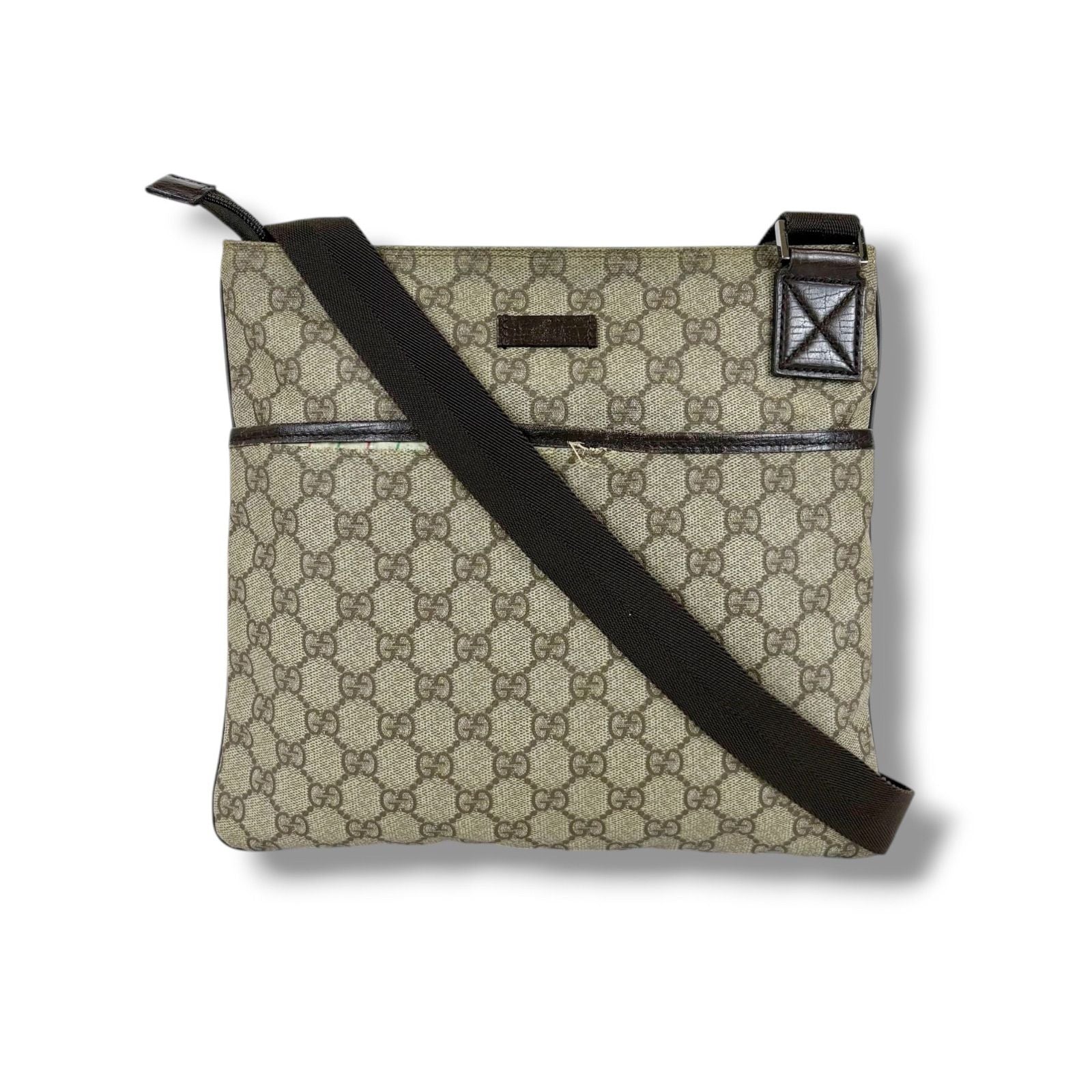 Gucci Crossbody Bag Shoulder GG Supreme Beige Brown Leather — view 8