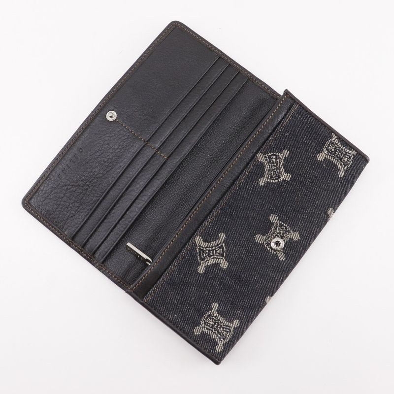 Celine Triomphe Denim Navy Blue Long Wallet — view 8