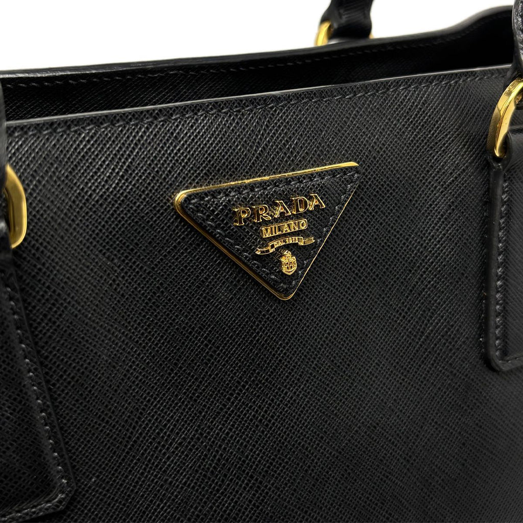 Prada Saffiano Leather 2-Way Bag Handbag Black — view 6