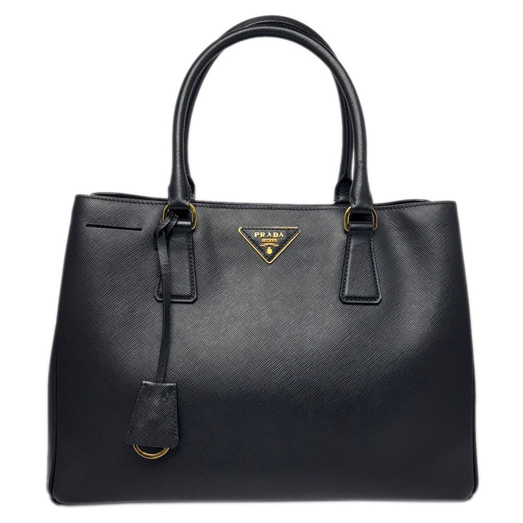 Prada Saffiano Leather 2-Way Bag Handbag Black — view 2
