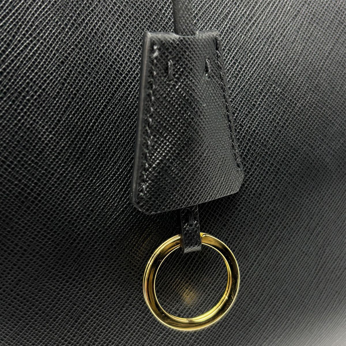 Prada Saffiano Leather 2-Way Bag Handbag Black — view 7