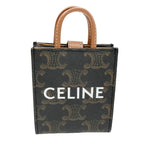 Celine Charm Brown White Gold Triomphe Canvas Logo Micro Vertical Cabas — view 4