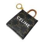 Celine Charm Brown White Gold Triomphe Canvas Logo Micro Vertical Cabas — view 2