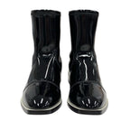 Fendi Boots Short Shoes Patent Black Beige Back Zip — view 2
