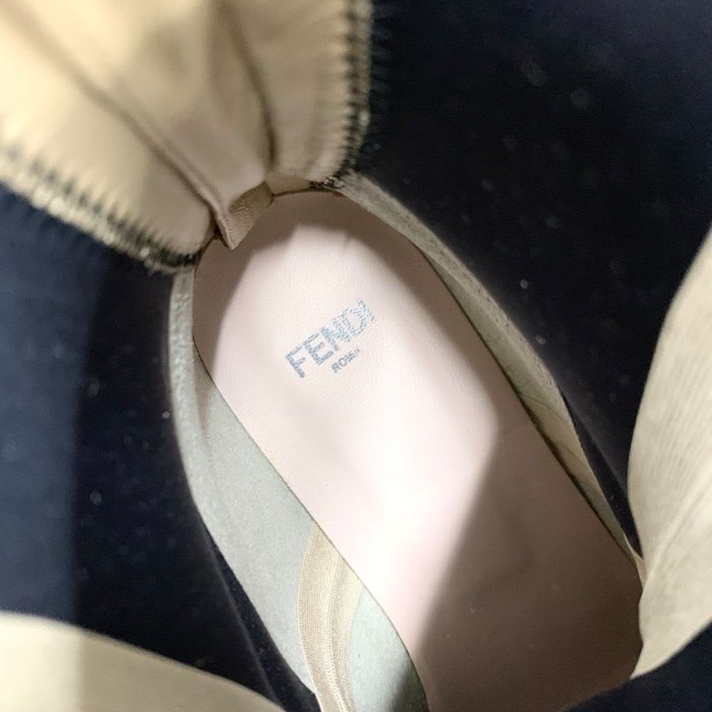 Fendi Boots Short Shoes Patent Black Beige Back Zip — view 7
