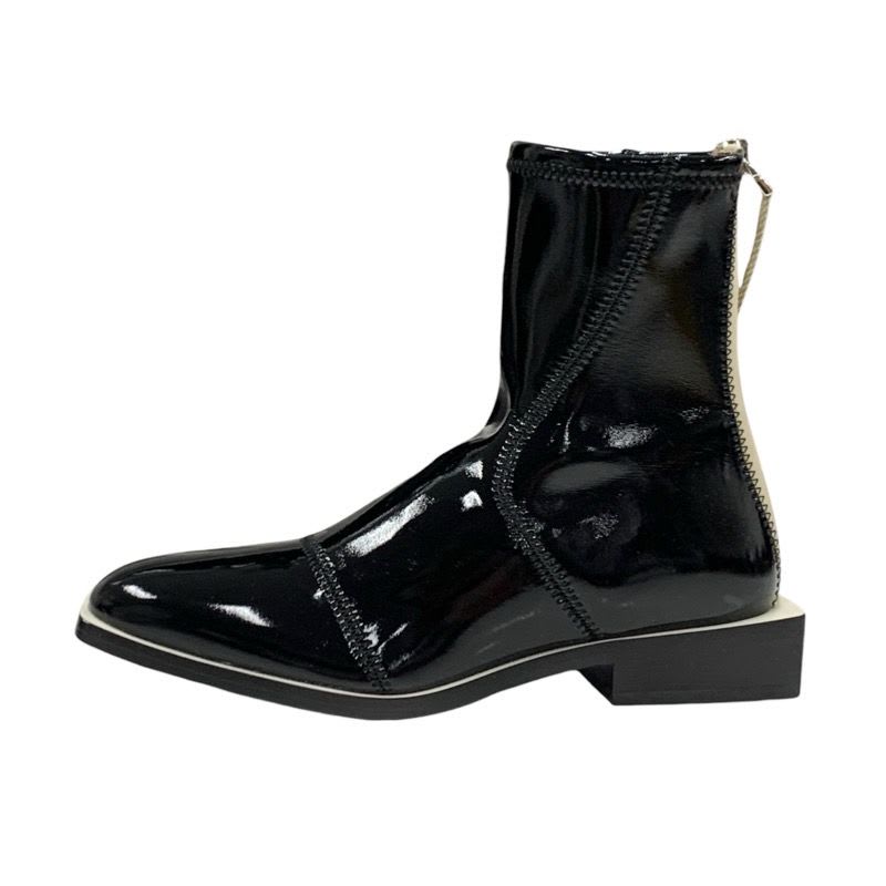 Fendi Boots Short Shoes Patent Black Beige Back Zip — view 3