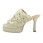 Bottega Veneta Sandals Shoes Leather Ivory Intrecciato Mules — view 3