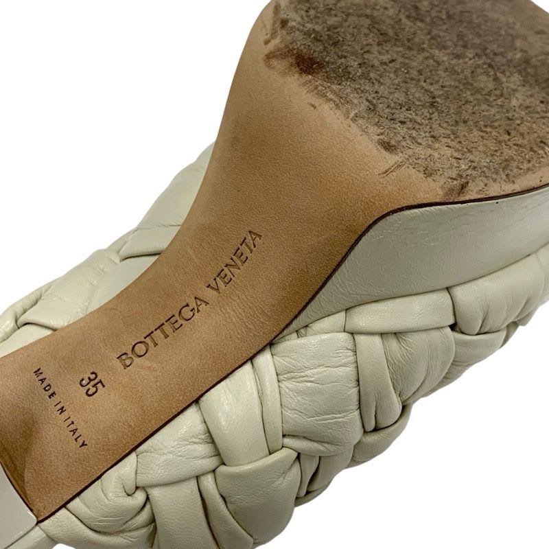 Bottega Veneta Sandals Shoes Leather Ivory Intrecciato Mules — view 8