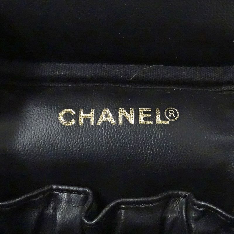 Chanel Bag Vanity Handbag Caviar Leather Black Gold Hardware — view 6