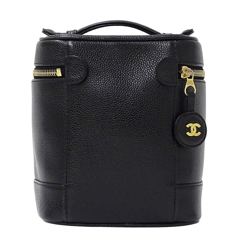 Chanel Bag Vanity Handbag Caviar Leather Black Gold Hardware — view 2