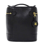 Chanel Bag Vanity Handbag Caviar Leather Black Gold Hardware — view 2