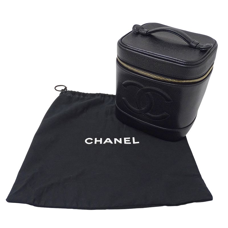 Chanel Bag Vanity Handbag Caviar Leather Black Gold Hardware — view 8
