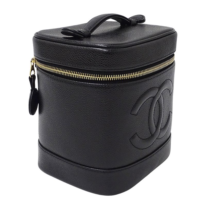 Chanel Bag Vanity Handbag Caviar Leather Black Gold Hardware — view 4