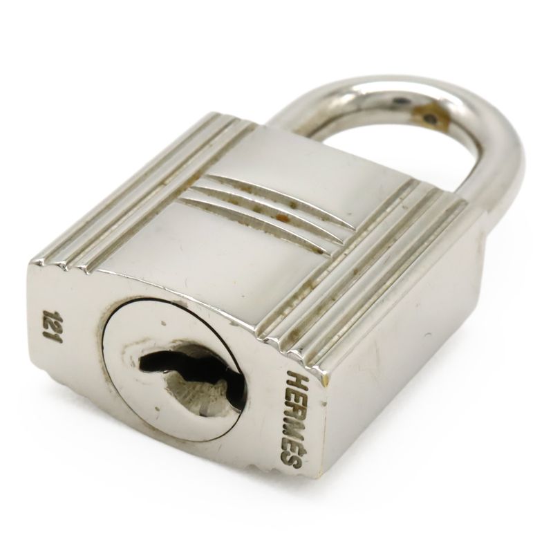 Hermes Cadenas Padlock No121 key Keyed Metal Silver — view 4