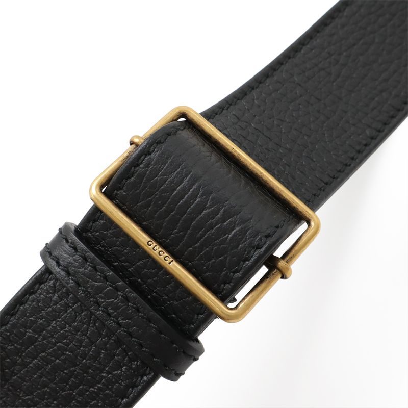 Gucci Print Messenger Bag Shoulder Crossbody Leather Black Gold Hardware — view 5