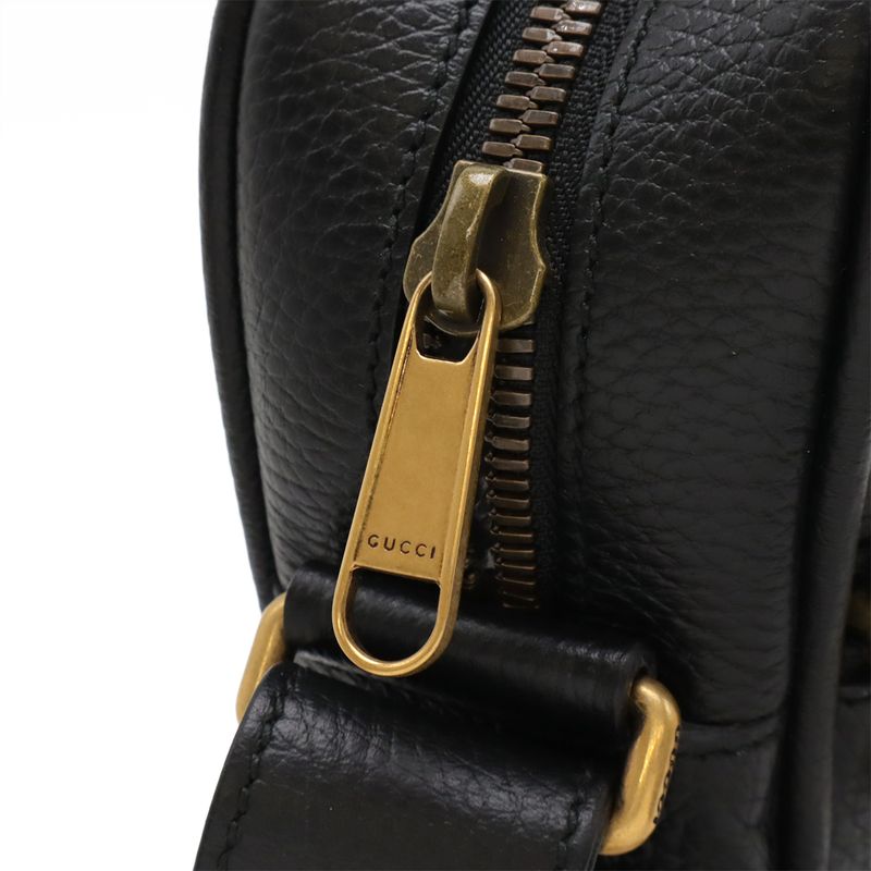 Gucci Print Messenger Bag Shoulder Crossbody Leather Black Gold Hardware — view 4