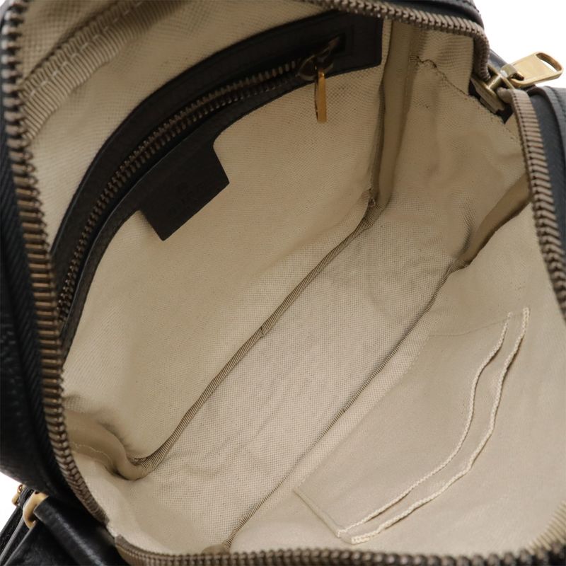 Gucci Print Messenger Bag Shoulder Crossbody Leather Black Gold Hardware — view 6