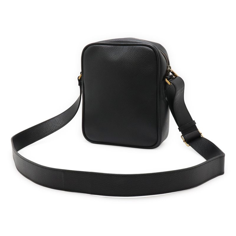 Gucci Print Messenger Bag Shoulder Crossbody Leather Black Gold Hardware — view 2