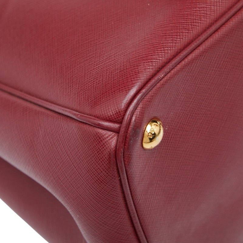 Prada Triangle Logo Plate Shoulder Bag 2-Way Wine Red Bordeaux Saffiano — view 6