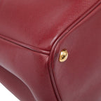 Prada Triangle Logo Plate Shoulder Bag 2-Way Wine Red Bordeaux Saffiano — view 6