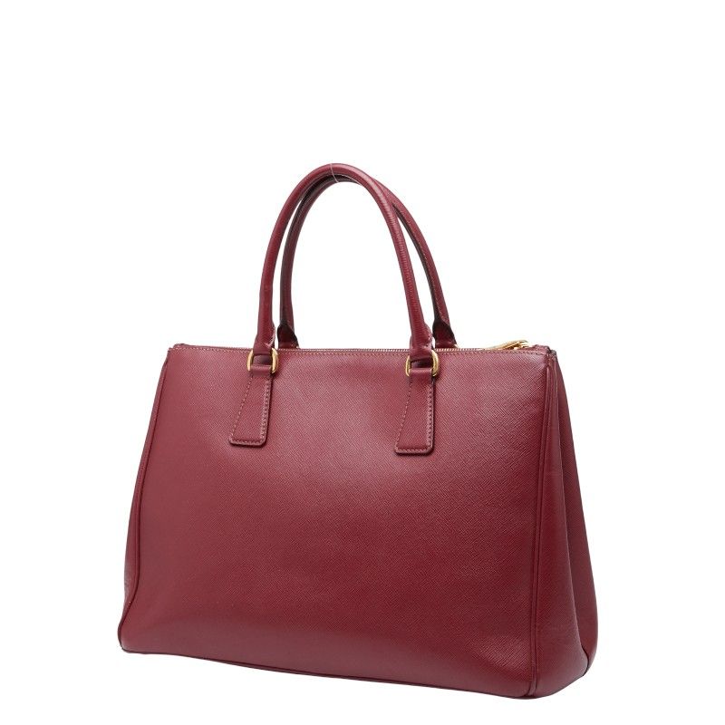 Prada Triangle Logo Plate Shoulder Bag 2-Way Wine Red Bordeaux Saffiano — view 2