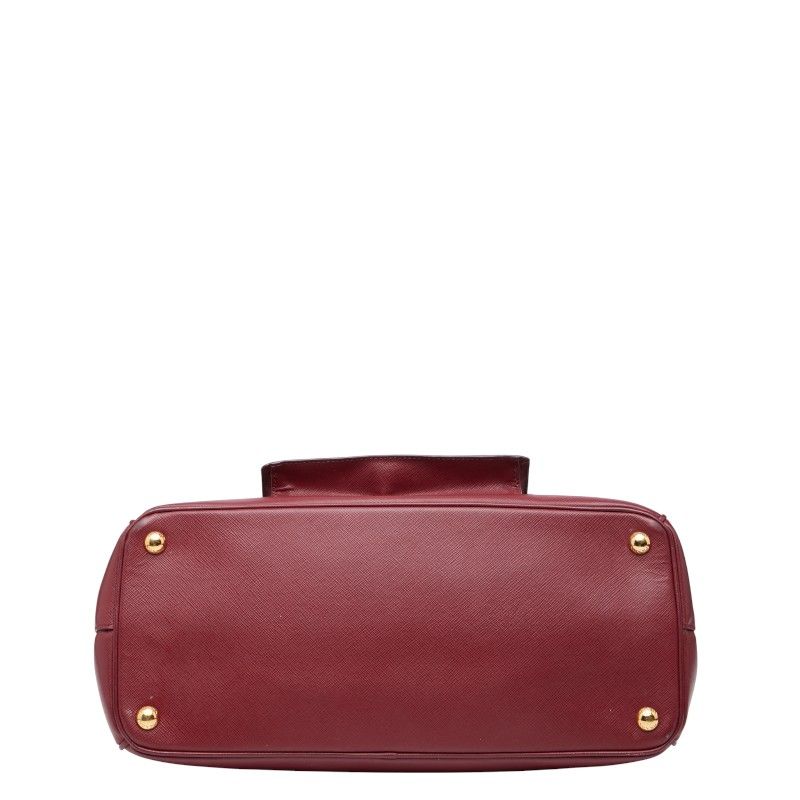 Prada Triangle Logo Plate Shoulder Bag 2-Way Wine Red Bordeaux Saffiano — view 3
