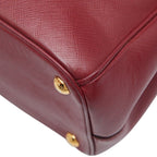 Prada Triangle Logo Plate Shoulder Bag 2-Way Wine Red Bordeaux Saffiano — view 7