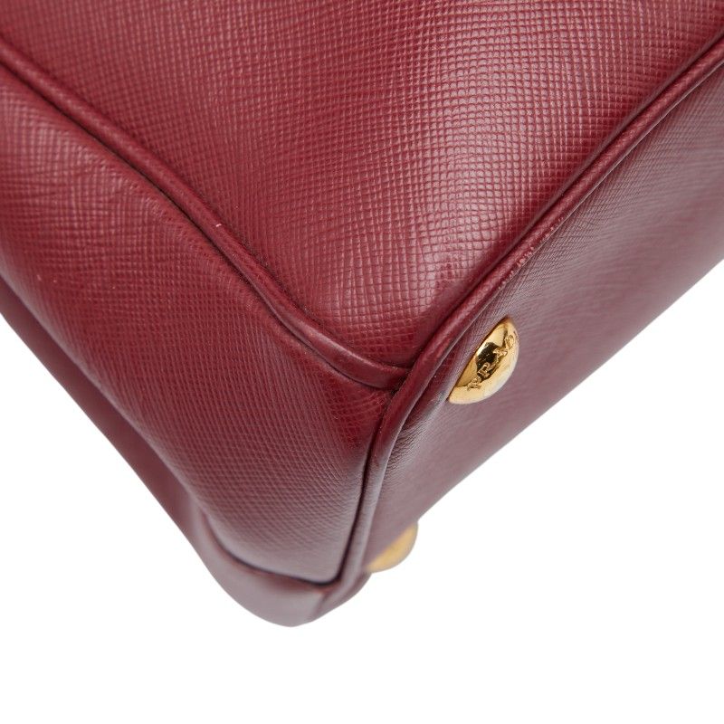 Prada Triangle Logo Plate Shoulder Bag 2-Way Wine Red Bordeaux Saffiano — view 8