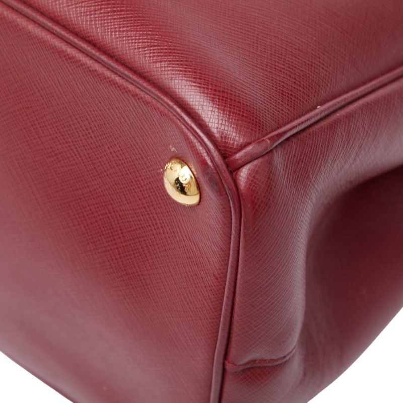 Prada Triangle Logo Plate Shoulder Bag 2-Way Wine Red Bordeaux Saffiano — view 4