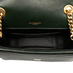 Saint Laurent Logo Chain Shoulder Bag Green Gold Leather — view 5