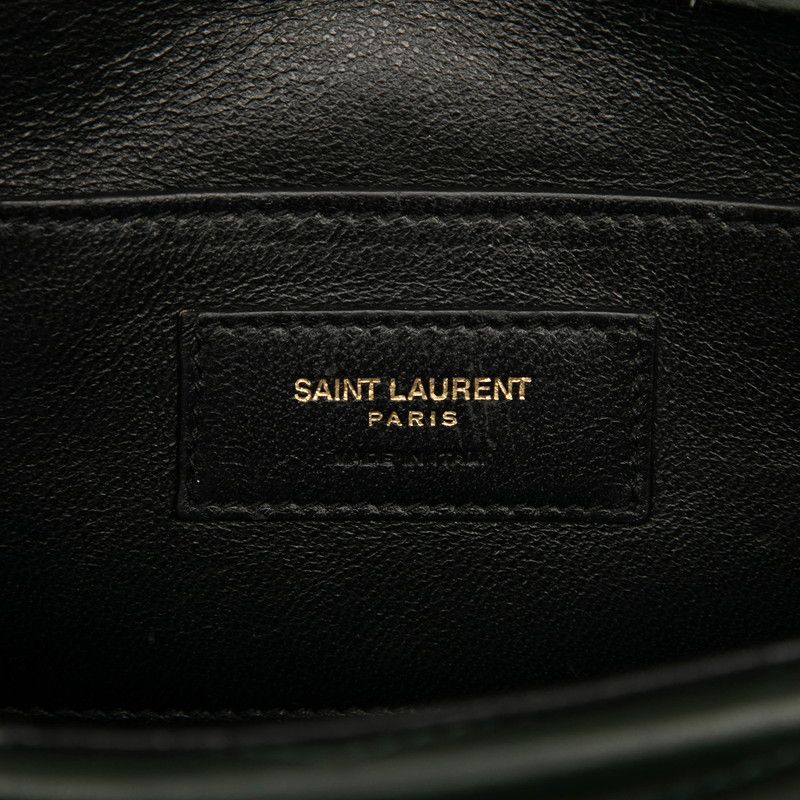 Saint Laurent Logo Chain Shoulder Bag Green Gold Leather — view 6