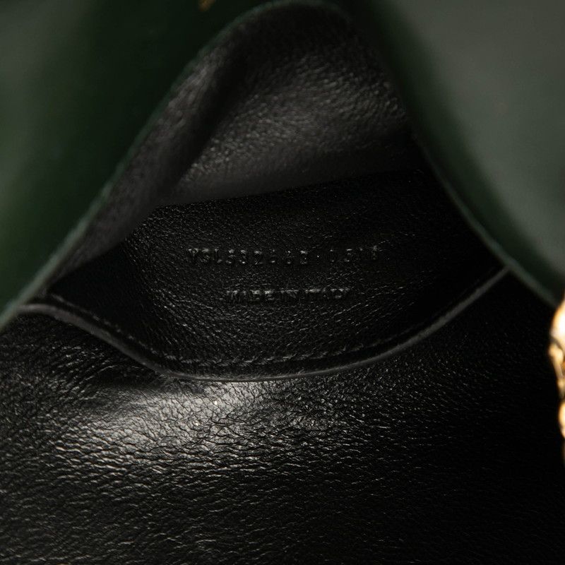 Saint Laurent Logo Chain Shoulder Bag Green Gold Leather — view 7