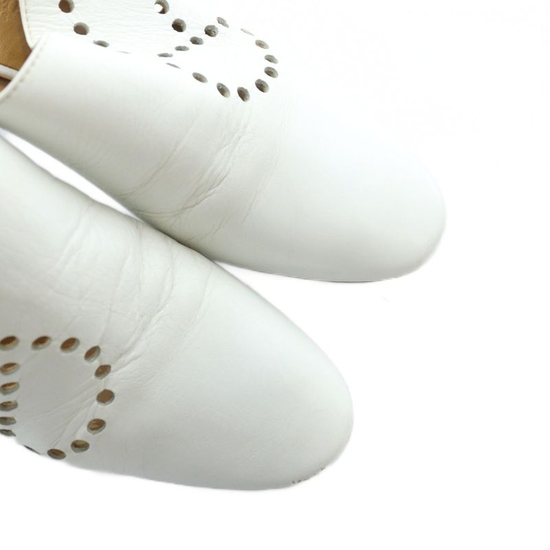 Hermes Evelyne Mules Sandals H Perforated Logo Leather 35.5 — view 3