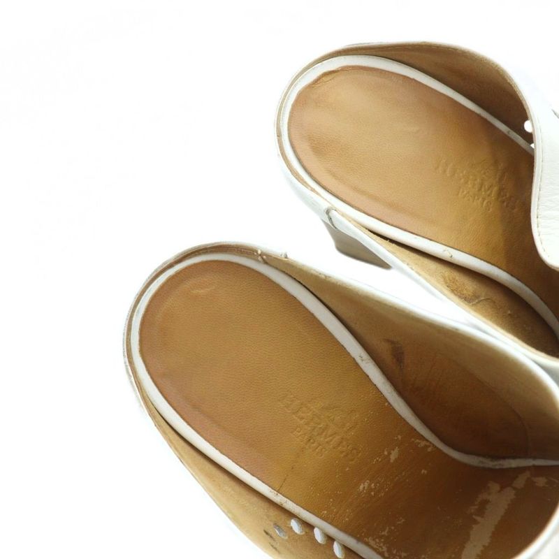 Hermes Evelyne Mules Sandals H Perforated Logo Leather 35.5 — view 4