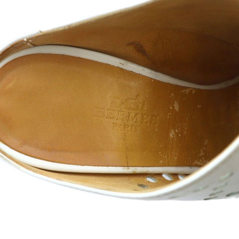 Hermes Evelyne Mules Sandals H Perforated Logo Leather 35.5 — view 7