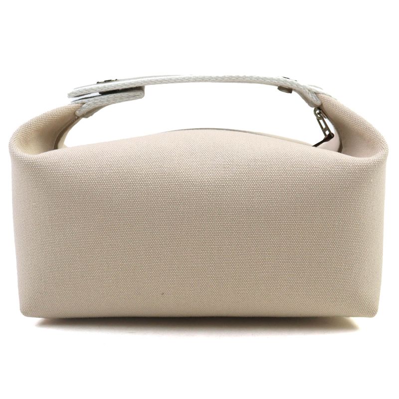 Hermes Brid A Black PM Cotton 100% Natural Silver Hardware H Logo Handbag Pouch — view 2