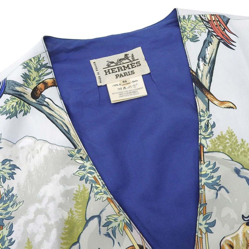 Hermes Vintage 100% Silk Very Sichuan Animal Print Gilet — view 3