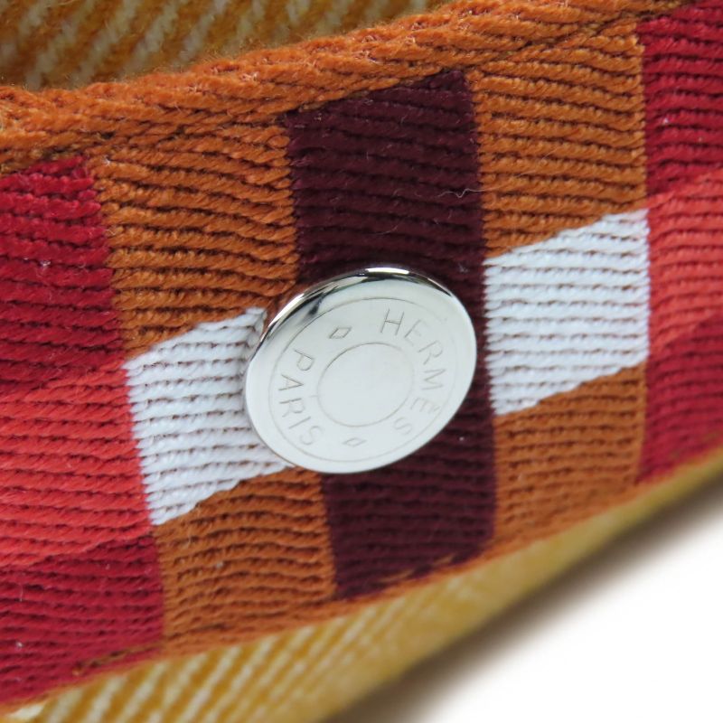 Hermes Brid A Black PM Au Carre 100% Wool Fauve Orange Silver Hardware H Logo — view 9