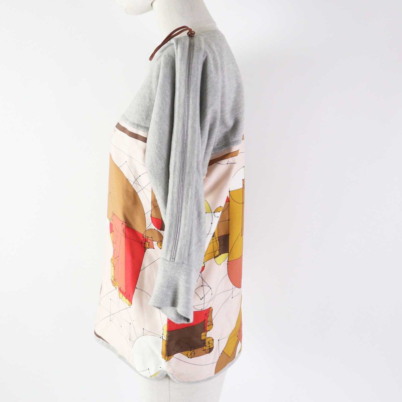 Hermes Echec AU ROI Checkmate Silk Cotton Sleeve Zip Design Twill Raine Cut — view 3