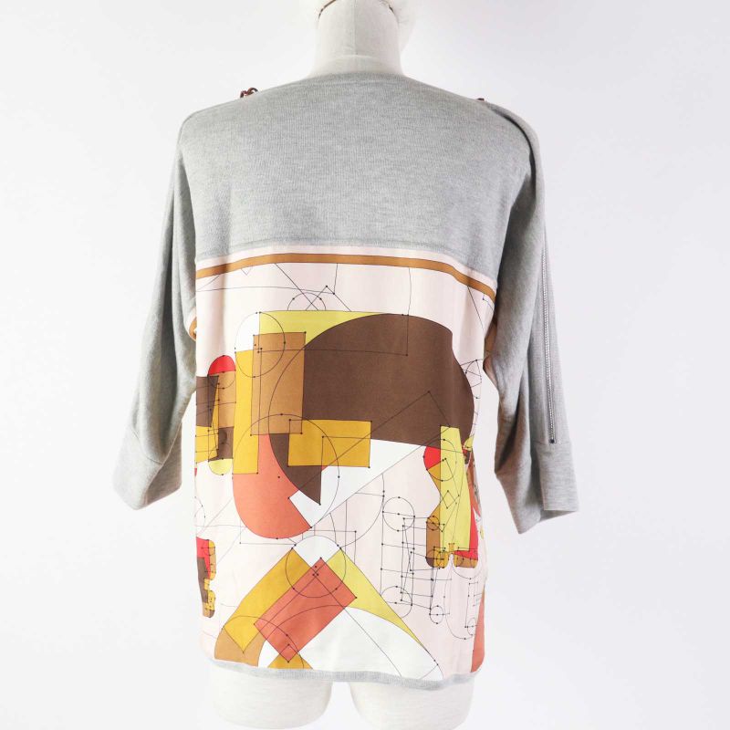 Hermes Echec AU ROI Checkmate Silk Cotton Sleeve Zip Design Twill Raine Cut — view 4