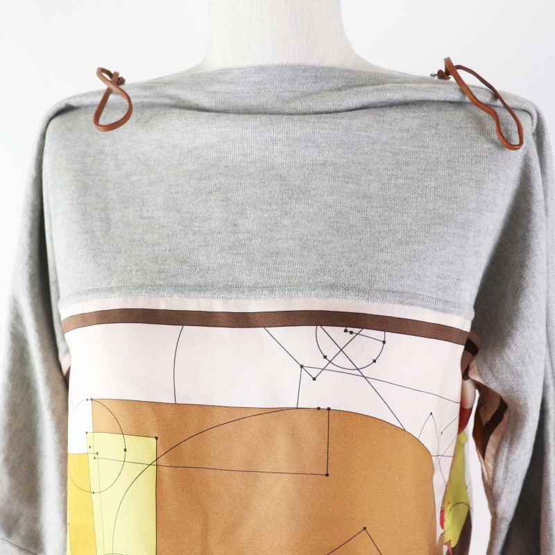 Hermes Echec AU ROI Checkmate Silk Cotton Sleeve Zip Design Twill Raine Cut — view 2