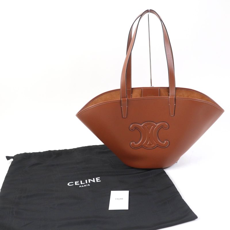 Celine Du3.04 lu Cuir Triomphe Coufant Medium Tote Bag Tan Smooth Calfskin — view 2