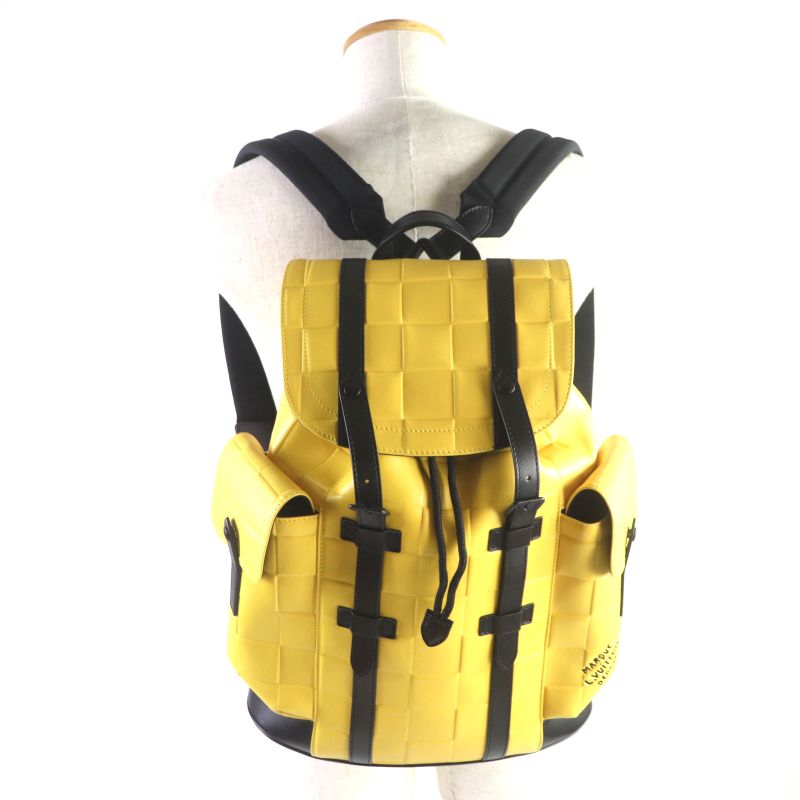 Louis Vuitton Damier Scuba Christopher MM Leather Backpack Yellow Black — view 3