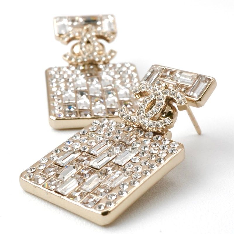 Chanel Earrings Gold Coco Mark Rhinestone Perfume Bottle — view 6