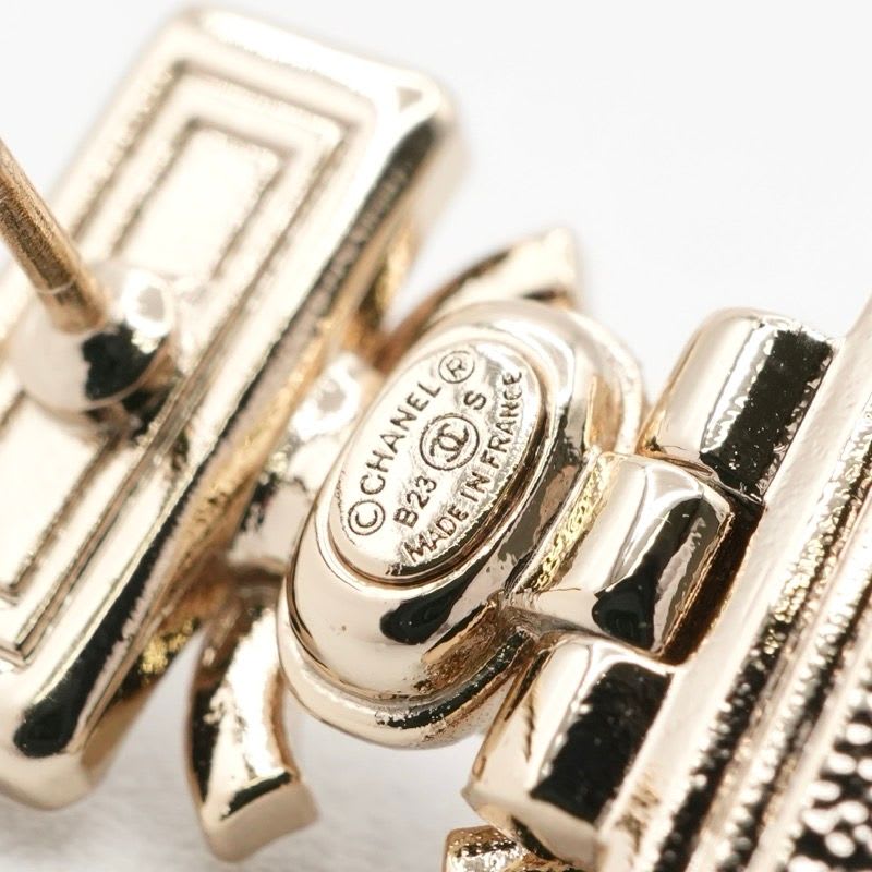 Chanel Earrings Gold Coco Mark Rhinestone Perfume Bottle — view 7