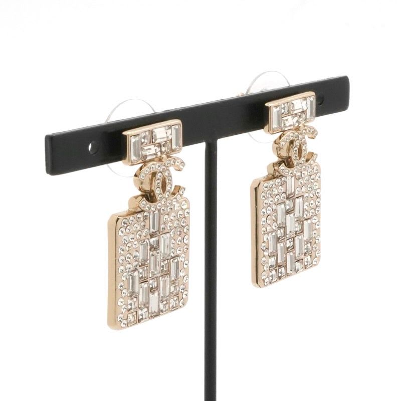 Chanel Earrings Gold Coco Mark Rhinestone Perfume Bottle — view 9